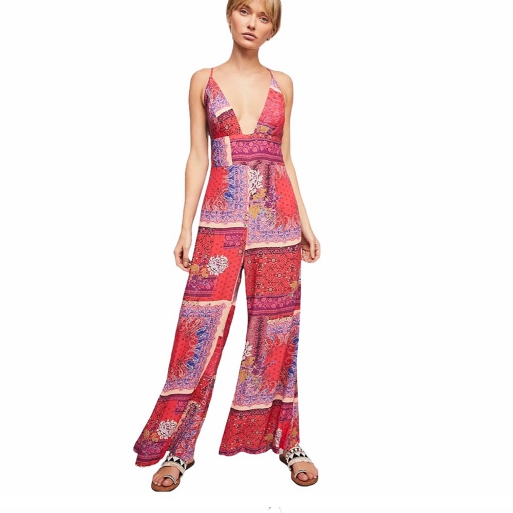Free People Margarita Jumpsuit Patchwork Size 10